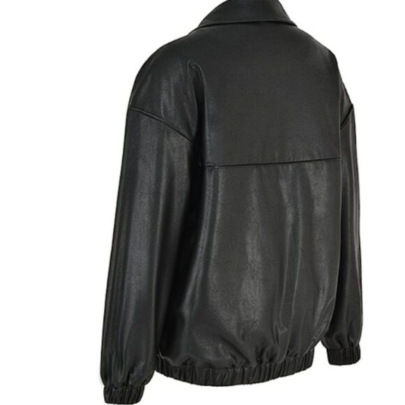 HOUSE OF CB 'Larissa' Black Vegan Leather Oversized Bomber Jacket NWOT - Picture 6 of 9